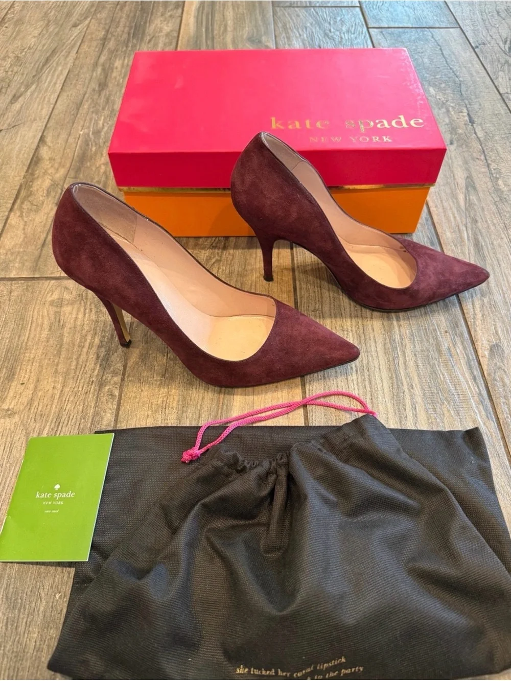 kate spade Burgundy Suede Pointed-Toe Stiletto Pumps